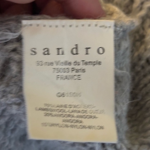 Sandro Gray Lamb’s Wool & Angora Waterfall Open Cardigan - Picture 6 of 7